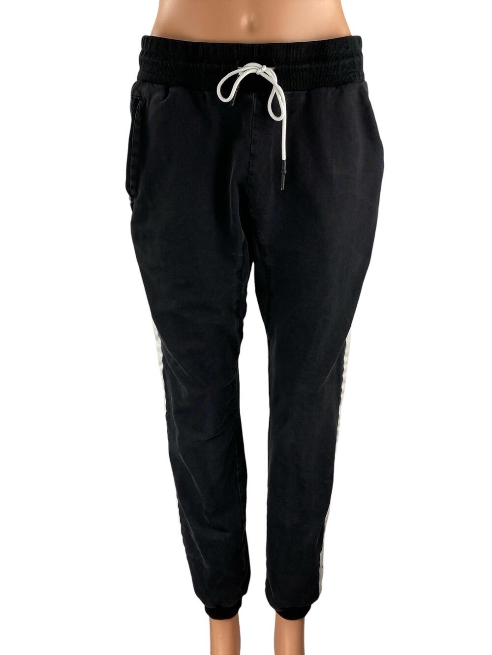 Yidarton Womens Black Striped Trim Drawstring Athletic Jogger Sweat Pants Size M